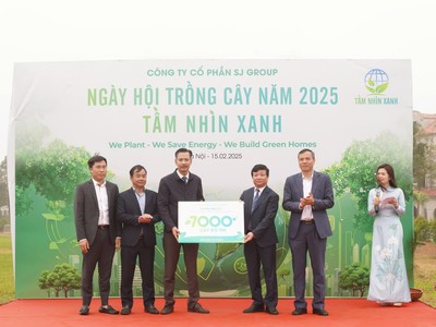 Lãnh đạo địa phương chứng kiến nghi thức CAM KẾT TRỒNG 7.000 CÂY XANH CỦA SJ GROUP trong năm 2025