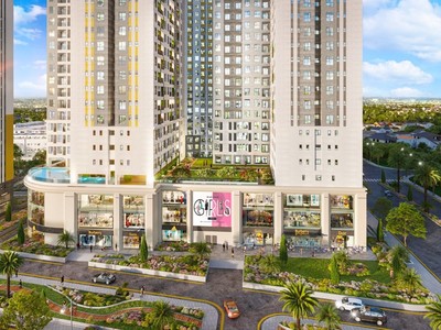 Tổ hợp trung tâm thương mại, dịch vụ, khách sạn toạ lạc ngay khối đế tháp Bcons City quy mô 7 tầng.