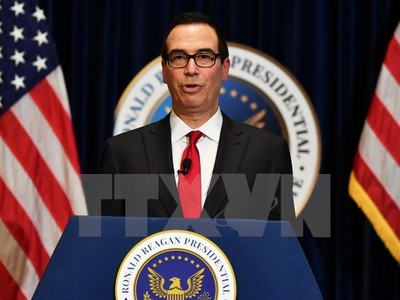 Bộ trưởng Kl991.com nạp rút nhanh Mỹ Steve Mnuchin phát biểu tại Simi Valley, California. (Nguồn: AFP/TTXVN)