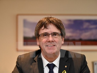 Ông Carles Puigdemont trong cuộc họp tại Brussels, Bỉ ngày 12/1. (Nguồn: AFP/TTXVN)