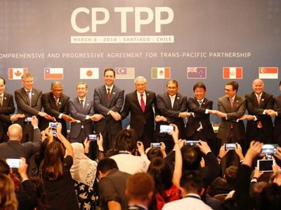 Đại diện các nước tham gia ký kết CPTPP tại Chile. Ảnh: Reuters