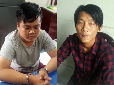 Nam và Khải tại cơ quan điều tra. Ảnh: Quốc Thắng.
