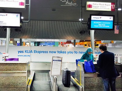 Quầy làm thủ tục của hãng hàng không đặt tại nhà ga trung tâm Kuala Lumpur. Ảnh minh họa: KL. 