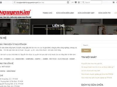 Website giả mạo là trung tâm bảo hành của Nguyễn Kim để lừa người tiêu dùng. Ảnh chụp màn hình.