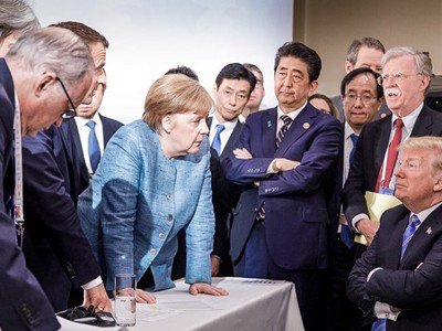 Trump và các lãnh đạo thế giới tại hội nghị G7. Ảnh: AFP.