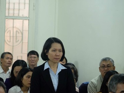 Bà Nguyễn Thị Minh Thu, nguyên Tổng giám đốc Oceanbank tại phiên tỏa xét xử 2 cựu lãnh đạo Vietsovpetro tuần qua