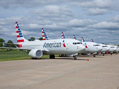 Các máy bay Boeing 737 MAX của American Airlines tại bang Oklahoma hôm 10/5. Ảnh: Reuters.