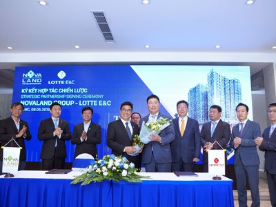 Hình ảnh buổi ký kết chiến lược giữa Novaland và Lotte E&C (Hàn Quốc).