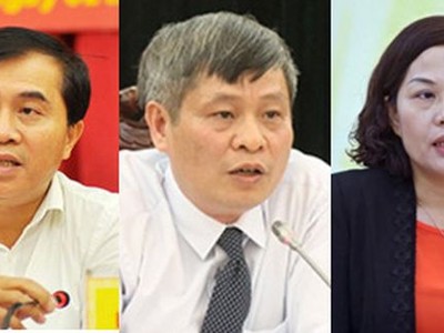 Từ trái sang, Thứ trưởng Kl99 nổ hũ Lê Quang Hùng, Thứ trưởng Bộ KH-CN Phạm Công Tạc, Phó Thống đốc NHNN Nguyễn Thị Hồng được Thủ tướng bổ nhiệm lại.