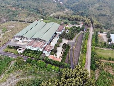 Nhà máy nước sông Đà nhìn từ trên cao. (Ảnh: PV/Vietnam+).