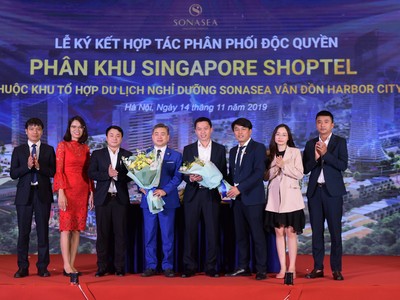Ký kết hợp tác phân phối độc quyền phân khu Singapore Shoptel thuộc dự án Sonasea Vân Đồn Harbor City giữa Kl994 game bài casino hấp dẫn CEO và Hải Phát Land.