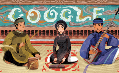 Tranh vẽ biểu diễn Ca trù của họa sỹ Xuân Lê được Google chọn vinh danh.