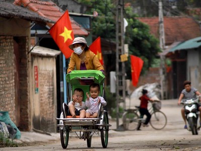 Tâm dịch Sơn Lôi, Bình Xuyên, Vĩnh Phúc trước ngày dỡ bỏ lệnh phong toả. (Ảnh: Hoàng Hùng/TTXVN).