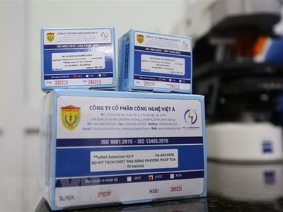 Bộ kit định tính SARS-CoV-2 do Học viện Quân y chủ trì, phối hợp với Công ty Cổ phần Công nghệ Việt Á nghiên cứu và Kl994 nhà cái bóng đá world cup. (Ảnh: Dương Giang/TTXVN).