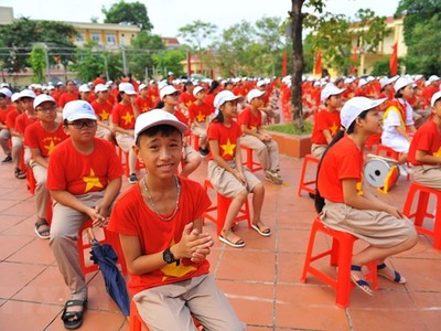 Đánh trống khai giảng năm học mới 2019-2020 tại trường THPT Phan Châu Trinh (Đà Nẵng). (Ảnh: Trần Lê Lâm/TTXVN)
