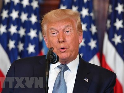 Tổng thống Mỹ Donald Trump phát biểu tại Nhà Trắng ở Washington, DC, Mỹ, ngày 18/8/2020. (Nguồn: AFP/TTXVN).