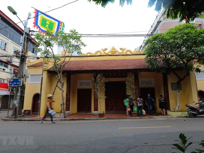 Đền Bạch Mã là một trong tứ trấn của Thăng Long - Hà Nội, hiện đang tọa lạc trên địa bàn phường Hàng Buồm, quận Hoàn Kiếm (Hà Nội). (Ảnh: Thanh Tùng/TTXVN).