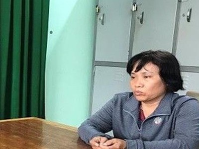 Đối tượng Nguyễn Thị Thanh Lan tại cơ quan công an.