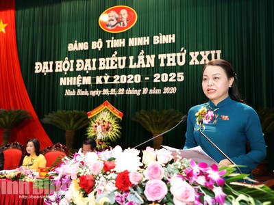 Đồng chí Nguyễn Thị Thu Hà, Bí thư Tỉnh ủy khóa XXII, nhiệm kỳ 2020-2025. Ảnh: Báo Ninh Bình.