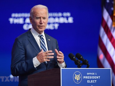 Ứng cử viên Tổng thống Mỹ của đảng Dân chủ Joe Biden phát biểu tại một sự kiện ở Wilmington, bang Delaware ngày 10/11/2020. (Ảnh: AFP/TTXVN).