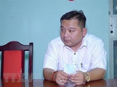 Lý Quang Thái tại cơ quan công an. (Ảnh: Công Mạo/TTXVN).