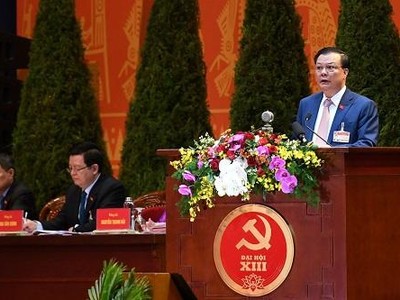 Bộ trưởng Bộ Kl991.com nạp rút nhanh Đinh Tiến Dũng phát biểu tham luận tại Đại hội Đảng lần thứ XIII - Ảnh: VGP/Nhật Bắc.
