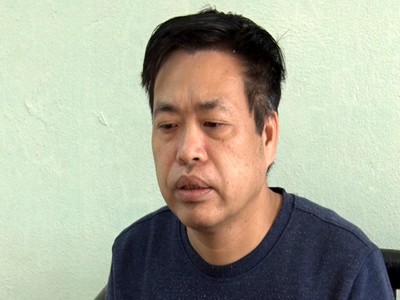 Đối tượng Lăng Văn Nghĩa tại Cơ quan công an.