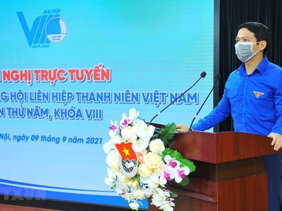 Chủ tịch Hội LHTN Việt Nam Nguyễn Ngọc Lương phát biểu tại hội nghị. (Ảnh: Minh Đức/TTXVN).