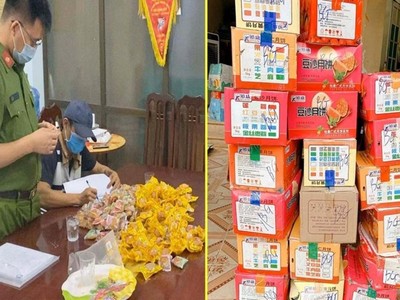 Bánh trung thu và trứng muối không rõ nguồn gốc bị thu giữ. (Ảnh: Công an Bắc Giang).