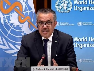 Tổng Giám đốc Tổ chức Y tế thế giới (WHO) Tedros Adhanom Ghebreyesus phát biểu trong cuộc họp báo tại Geneva, Thụy Sĩ. (Ảnh: THX/TTXVN).