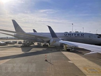 Máy bay của hãng hàng không United Airlines tại sân bay Dulles, bang Virginia, Mỹ ngày 12/3. (Ảnh: AFP/TTXVN).