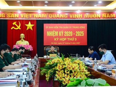 Đại tướng Lương Cường chủ trì kỳ họp thứ 3, Ủy ban Kiểm tra Quân ủy Trung ương. (Nguồn: Baochinhphu.vn).
