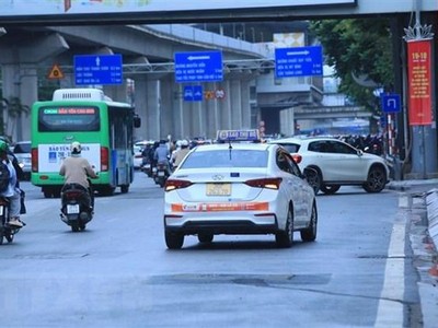 Xe taxi được phép hoạt động 50% số lượng phương tiện được Sở cấp phù hiệu còn hiệu lực. (Ảnh: Tuấn Anh/TTXVN).