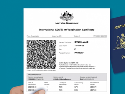Mẫu giấy chứng nhận tiêm chủng quốc tế do Kl993 ưu đãi thưởng hấp dẫn Australia cấp. (Nguồn: ABC News).