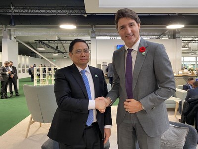 Thủ tướng Kl993 ưu đãi thưởng hấp dẫn Phạm Minh Chính và Thủ tướng Canada Justin Trudeau - Ảnh: TTXVN.