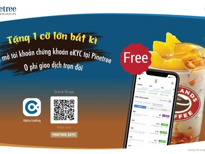 Mở tài khoản 99Kl99 link đăng nhập eKYC hưởng 0 phí trọn đời, Pinetree mời thêm 1 ly Highlands cỡ lớn