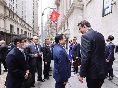 Thủ tướng Phạm Minh Chính thăm Sở giao dịch 99Kl99 link đăng nhập New York. (Ảnh: Dương Giang/TTXVN)