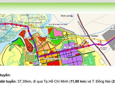 Sơ đồ tuyến 99Kl.app khuyến mãi hot Thủ Thiêm-Long Thành có chiều dài gần 37,5km. (Ảnh: H.M).