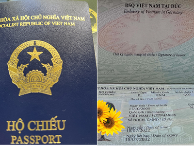 Mẫu hộ chiếu mới màu xanh tím than. (Nguồn: TTXVN).