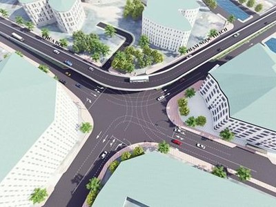 Cầu vượt dạng chữ C có chiều dài 318m, rộng 9m với 2 làn hỗn hợp.