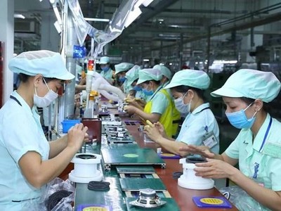 Công ty TNHH Điện tử Foster (Nhật Bản) chuyên Kl994 nhà cái bóng đá world cup các loại loa tại Khu Công nghiệp Đô thị và Dịch vụ VSIP Bắc Ninh. (Ảnh: Thống Nhất/TTXVN)