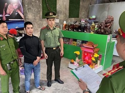 Cơ quan Cảnh sát điều tra bắt Lê Bảo Nguyên, đối tượng cầm đầu. (Ảnh: Công an cung cấp).
