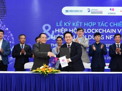 Lễ ký kết biên bản ghi nhớ giữa Hiệp hội Blockchain Việt Nam và Hiệp hội Content NFT Hàn Quốc.