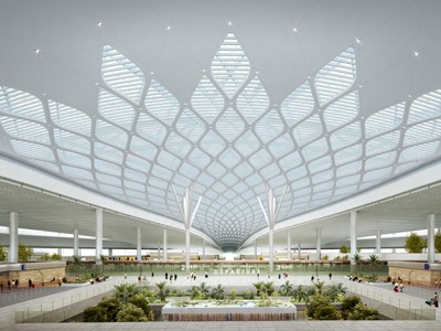 Phối cảnh sảnh đi Nhà ga hành khách sân bay Long Thành.