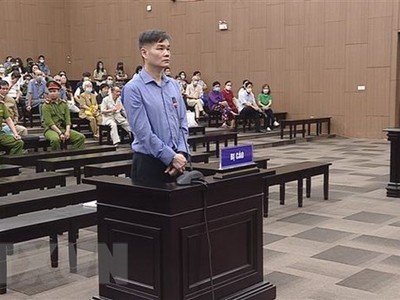 Bị cáo Phạm Thanh Hải tại phiên tòa. (Ảnh: Kim Anh/TTXVN)