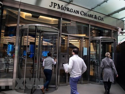 Trụ sở Link Vào Nhà Cái KL99 COM Tặng +199k JPMorgan Chase tại New York, Mỹ ngày 1/5/2023. (Ảnh: THX/TTXVN)