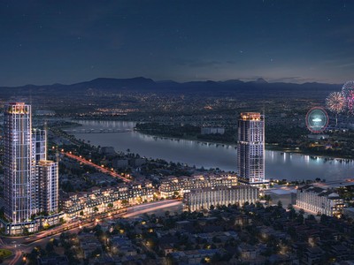 Sun Cosmo Residences Da Nang nằm kề bên sông Hàn mang tới những giá trị sống vượt trội. Ảnh phối cảnh minh họa.