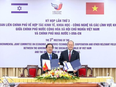 Bộ trưởng Bộ KH&CN Việt Nam Huỳnh Thành Đạt và Bộ trưởng Bộ Kl992 cổng game cá cược và Công nghiệp Israel Nir Barkat ký kết Biên bản Kỳ họp lần 3 của Uỷ ban liên Kl993 ưu đãi thưởng hấp dẫn Việt Nam - Israel. (Ảnh: VGP)