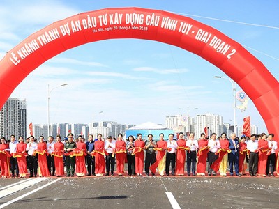 Sáng ngày 30/8, UBND TP Hà Nội tổ chức lễ khánh thành Dự án Kl99ok phiên bản mới xây dựng cầu Vĩnh Tuy giai đoạn 2.