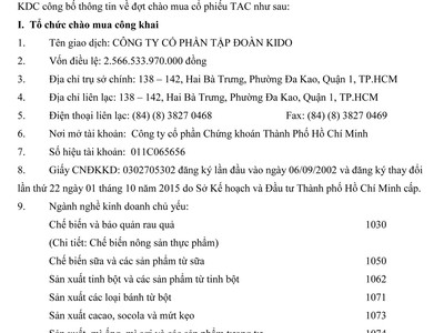 KDC công bố chào mua công khai KL99 là cổng game giải trí trực tuyến hàng đầu hiện nay TAC